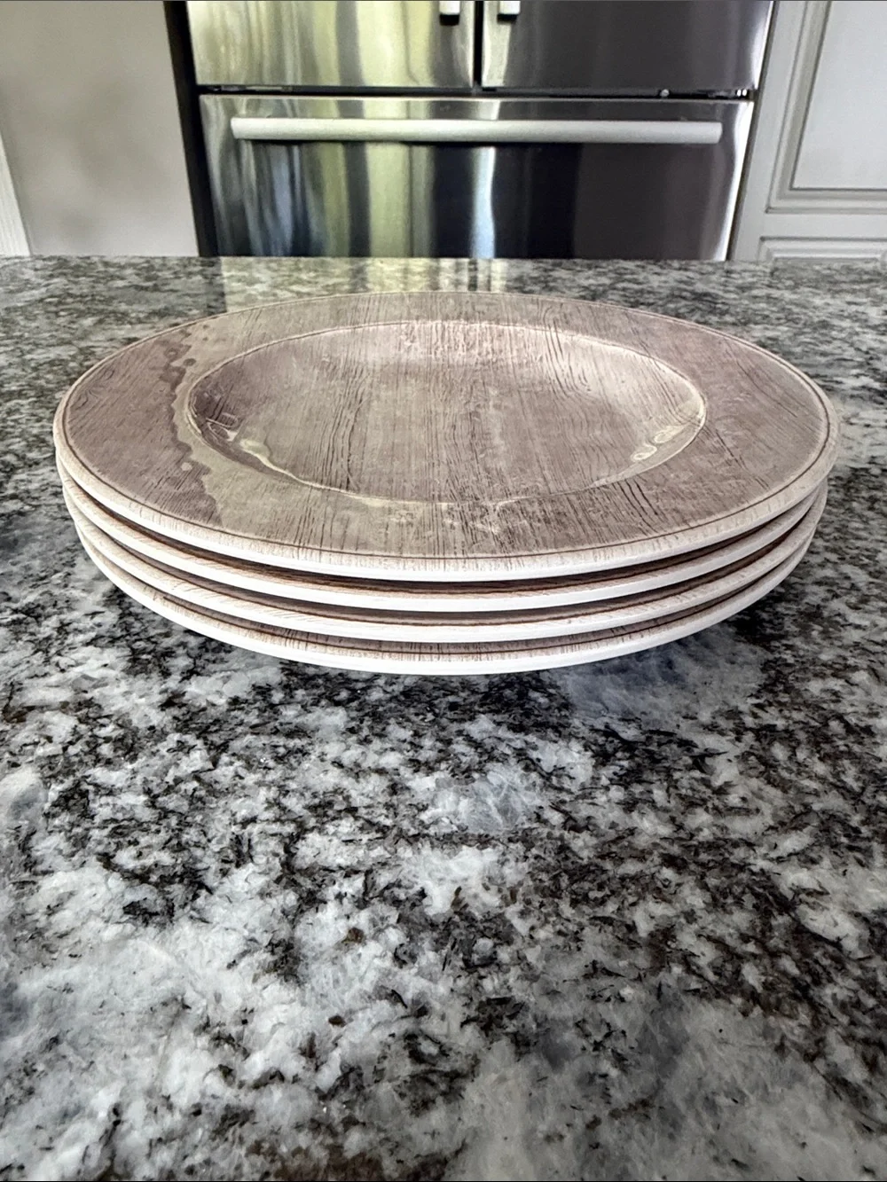 Pier 1 Melamine Set of 4 Neutral Beige Taupe Salad Plates. EUC